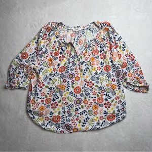 Beach Lunch Lounge Shirt Ladies Oversized White Floral Women’s Size Medium